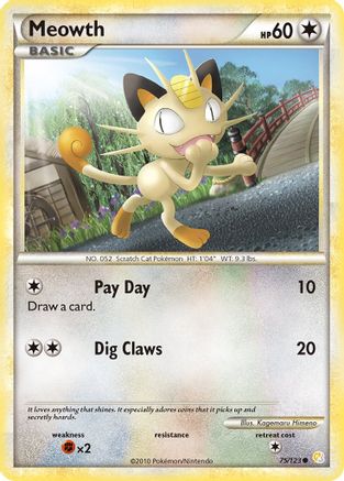 Meowth (75/123) [HeartGold & SoulSilver: Base Set] Reverse Holofoil