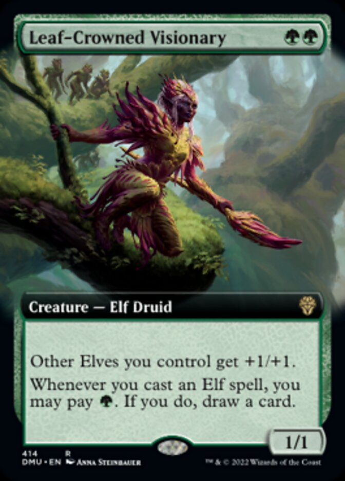 Leaf-Crowned Visionary (Extended Art) [Dominaria United] Foil