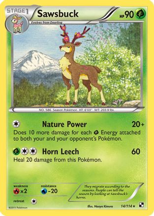 Sawsbuck (14/114) [Black & White: Base Set] Reverse Holofoil