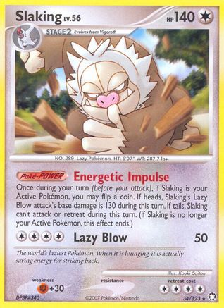Slaking (34/123) [Diamond & Pearl: Mysterious Treasures] Reverse Holofoil