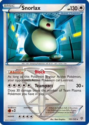 Snorlax (101/135) [Black & White: Plasma Storm] Reverse Holofoil