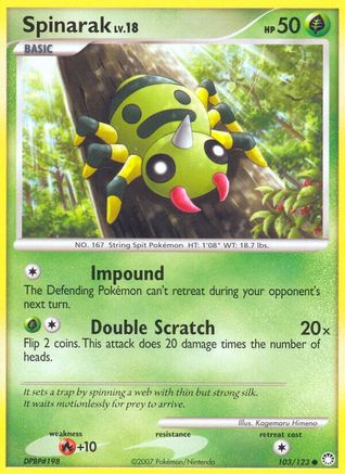 Spinarak (103/123) [Diamond & Pearl: Mysterious Treasures] Reverse Holofoil