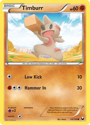 Timburr (58/108) [Black & White: Dark Explorers] Reverse Holofoil