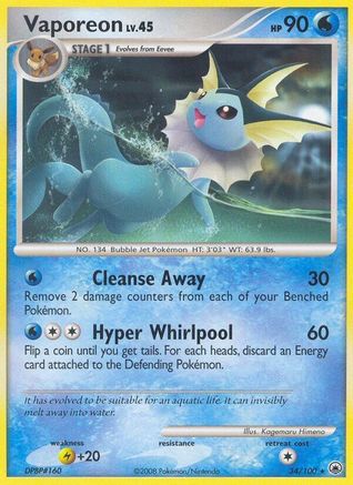 Vaporeon (34/100) [Diamond & Pearl: Majestic Dawn] Reverse Holofoil