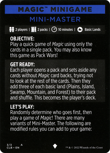 Mini-Master // Mini-Master (cont'd)  [Commander Legends: Battle for Baldur's Gate Minigames]