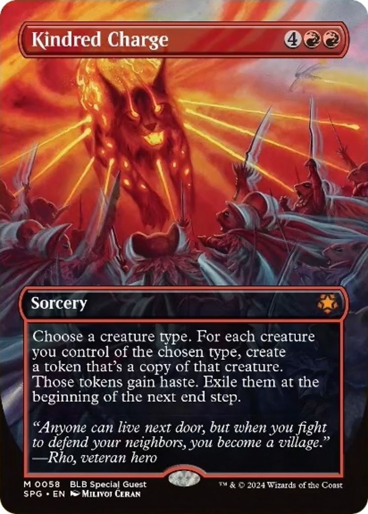 Kindred Charge (Borderless) [Bloomburrow Special Guests] Foil