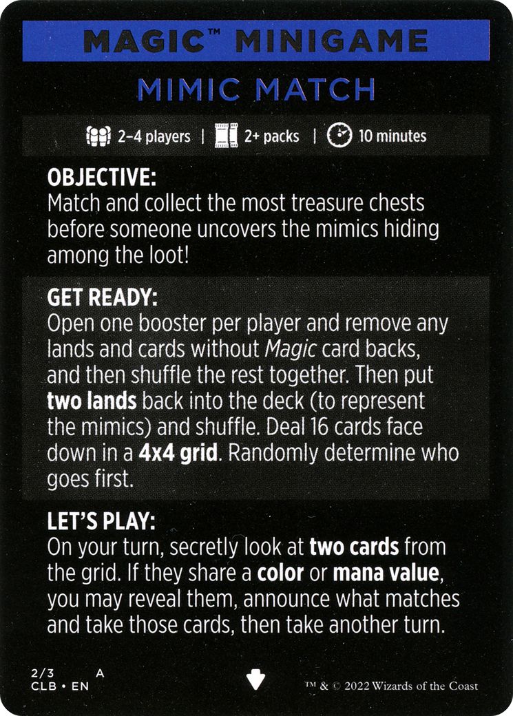 Mimic Match // Mimic Match (cont'd)  [Commander Legends: Battle for Baldur's Gate Minigames] Foil