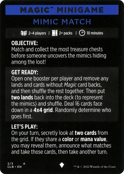 Mimic Match // Mimic Match (cont'd)  [Commander Legends: Battle for Baldur's Gate Minigames]