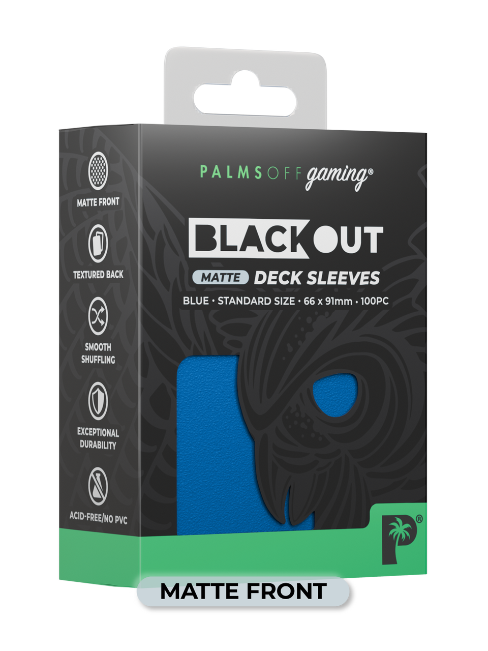 Palms Off Gaming Blackout Deck Sleeves 100pc Blue MATTE