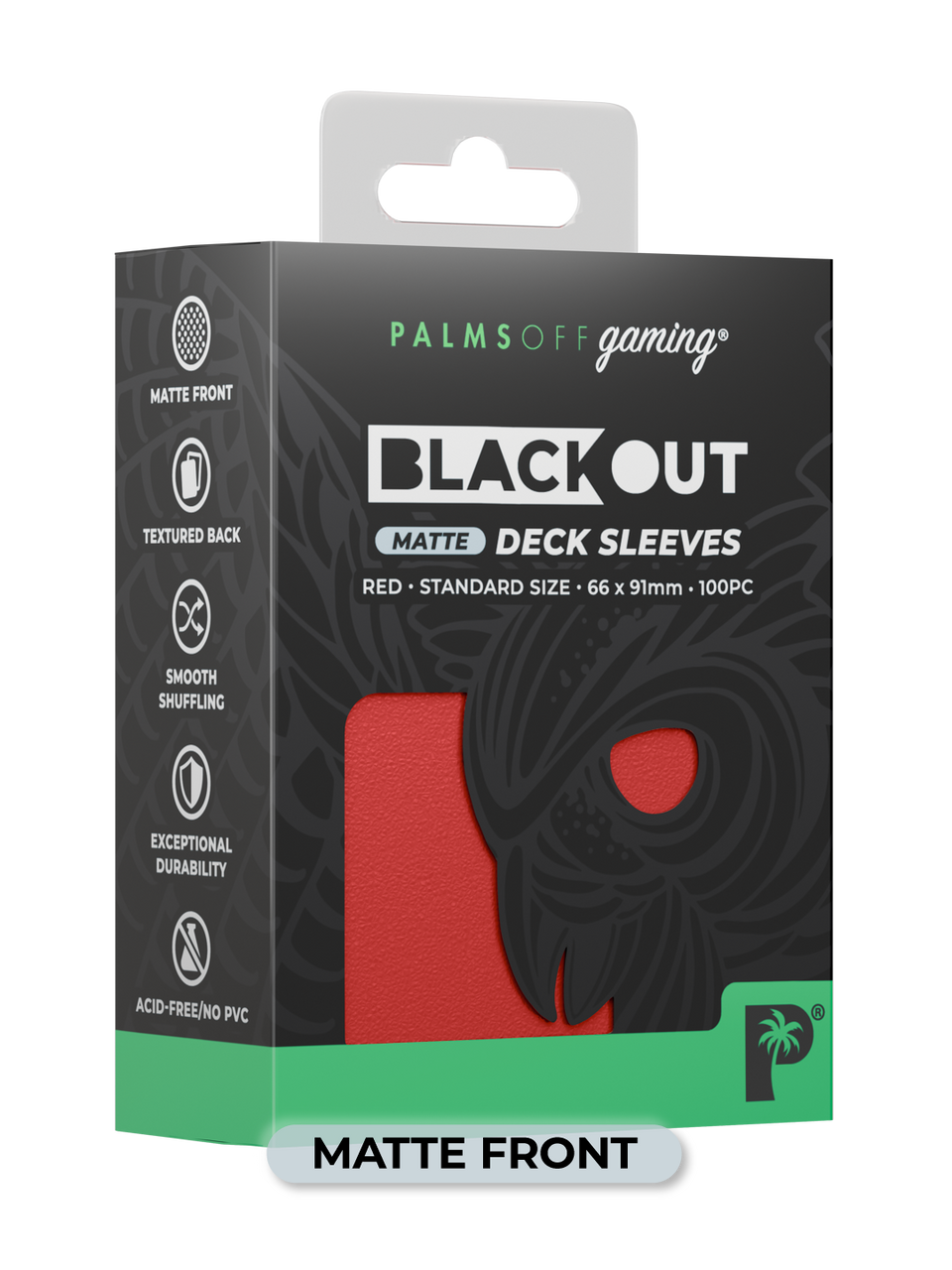 Palms Off Gaming Blackout Deck Sleeves 100pc Red MATTE