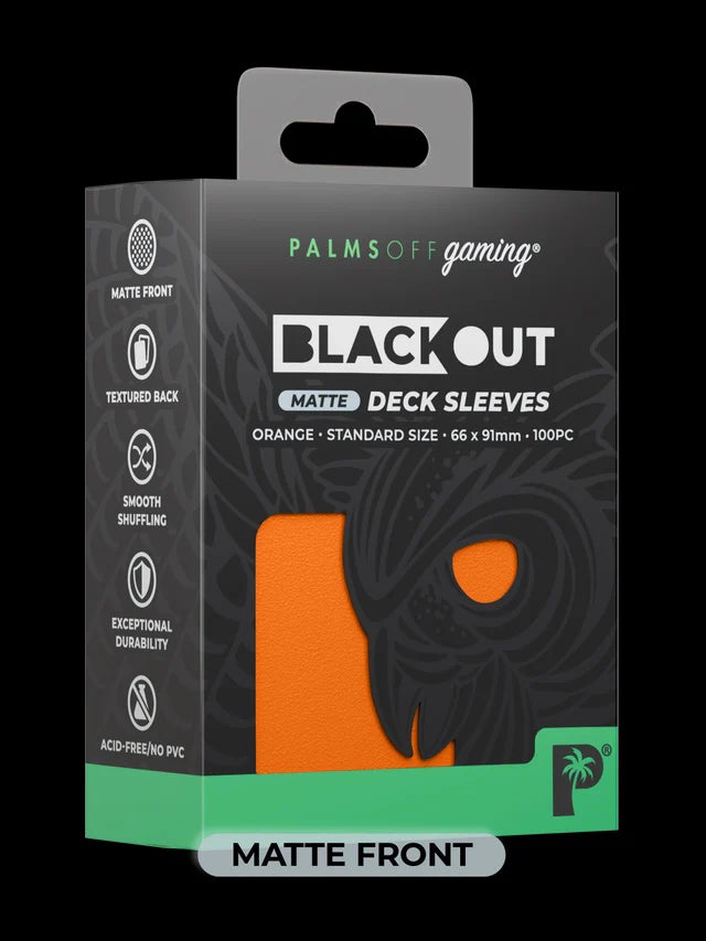 Palms Off Gaming Blackout Deck Sleeves 100pc Orange MATTE