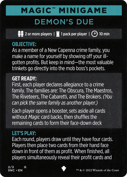 Demon's Due (minigame) // Demon's Due (cont'd)  [Streets of New Capenna Minigames] Foil