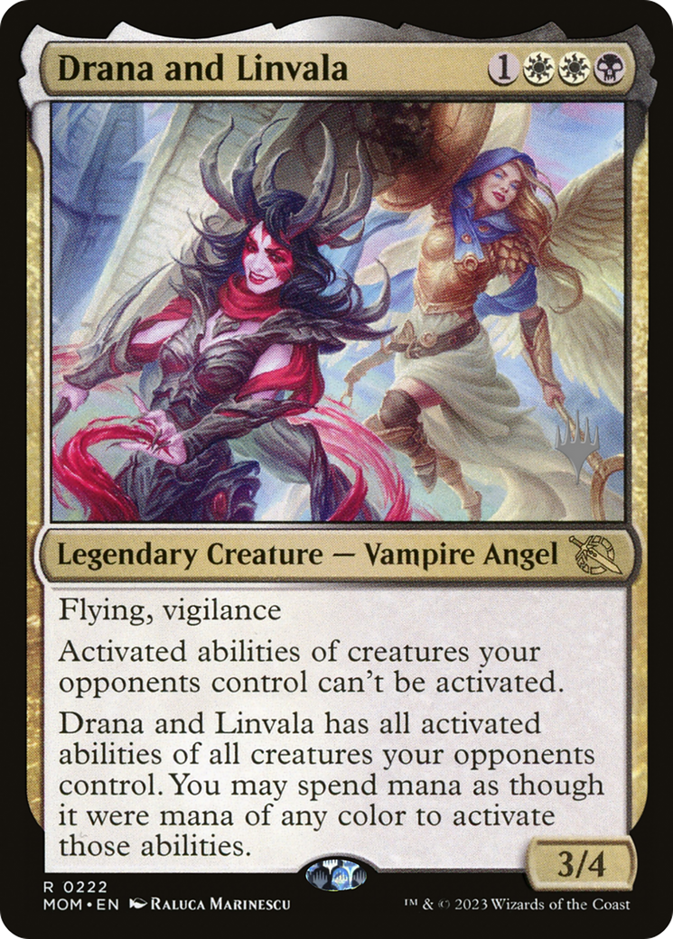 Drana and Linvala (Promo Pack) [March of the Machine Promos] Foil