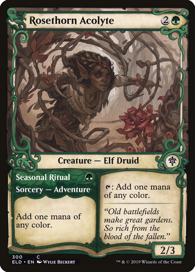 Rosethorn Acolyte // Seasonal Ritual (Showcase) [Throne of Eldraine] Foil