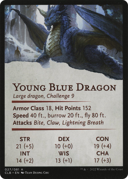 Young Blue Dragon // Young Blue Dragon  [Battle for Baldur's Gate Art Series] (Borderless) Foil