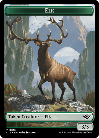 Mercenary // Elk Double-Sided Token [Outlaws of Thunder Junction Tokens]