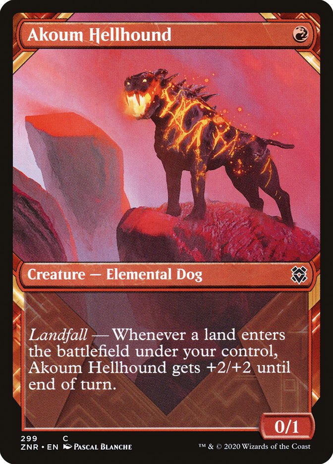 Akoum Hellhound (Showcase) [Zendikar Rising] Foil