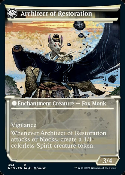 The Restoration of Eiganjo // Architect of Restoration (Showcase Soft Glow) [Kamigawa: Neon Dynasty] Foil