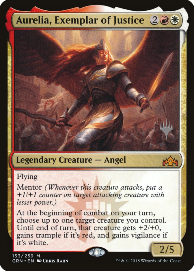 Aurelia, Exemplar of Justice (Promo Pack) [Guilds of Ravnica Promos] Foil