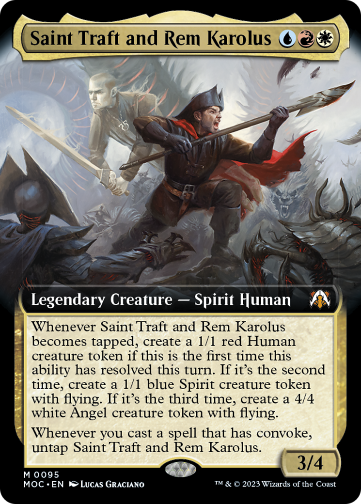 Saint Traft and Rem Karolus (Extended Art) [March of the Machine Commander] Foil