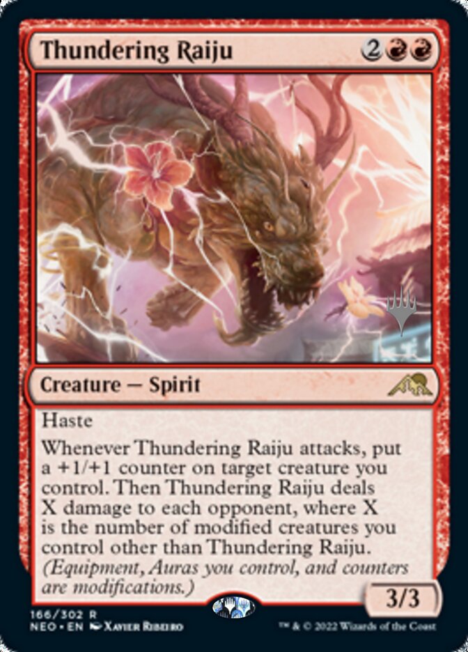Thundering Raiju (Promo Pack) [Kamigawa: Neon Dynasty Promos] Foil