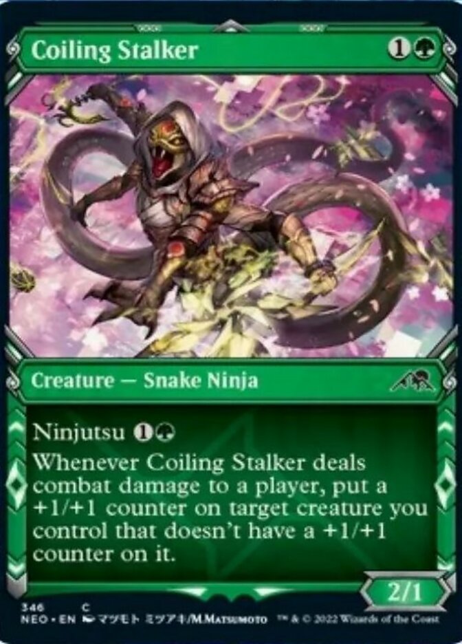 Coiling Stalker (Showcase Ninja) [Kamigawa: Neon Dynasty] Foil