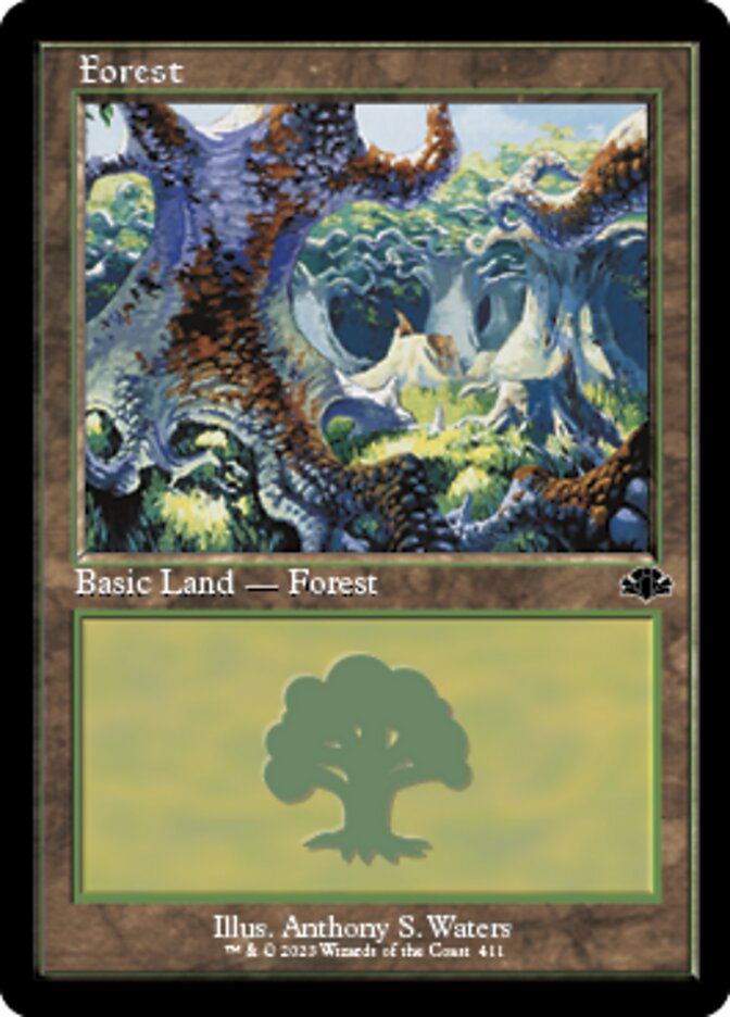 Forest (411) (Retro) [Dominaria Remastered] Foil