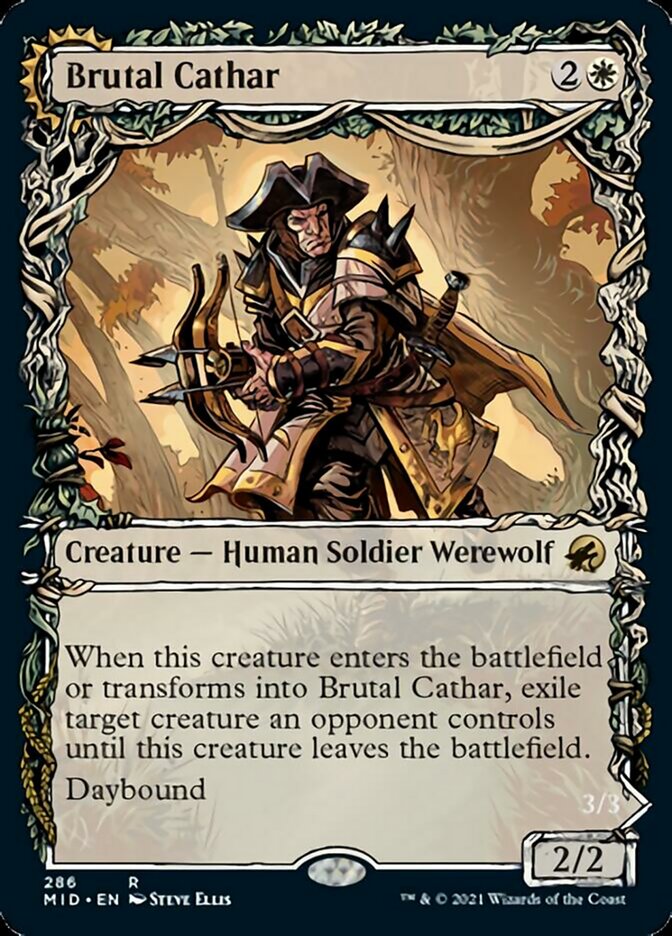 Brutal Cathar // Moonrage Brute (Showcase Equinox) [Innistrad: Midnight Hunt] Foil