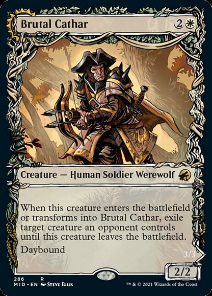 Brutal Cathar // Moonrage Brute (Showcase Equinox) [Innistrad: Midnight Hunt] Foil
