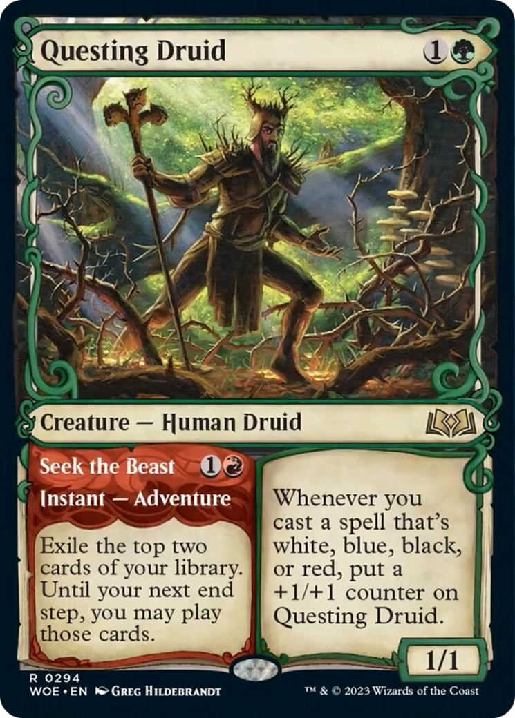 Questing Druid // Seek the Beast (Showcase) [Wilds of Eldraine] Foil