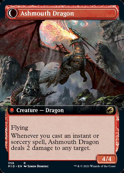 Smoldering Egg // Ashmouth Dragon (Extended Art) [Innistrad: Midnight Hunt] Foil