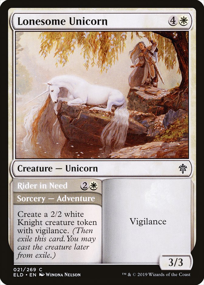 Lonesome Unicorn // Rider in Need [Throne of Eldraine] Foil