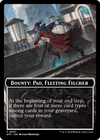 Bounty: Paq, Fleeting Filcher // Wanted!  [Outlaws of Thunder Junction Commander Tokens]