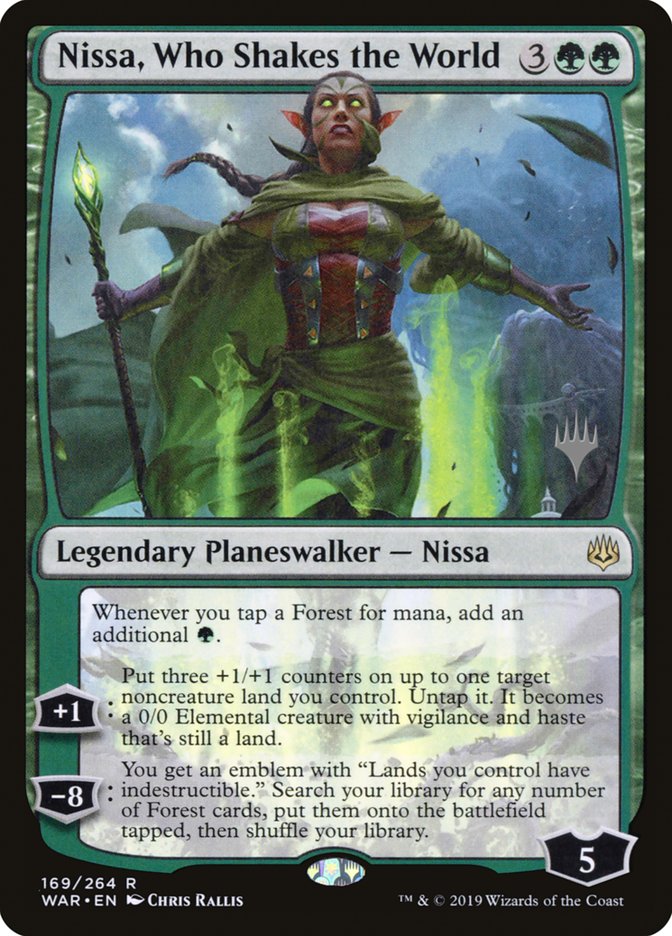 Nissa, Who Shakes the World (Promo Pack) [War of the Spark Promos] Foil -1