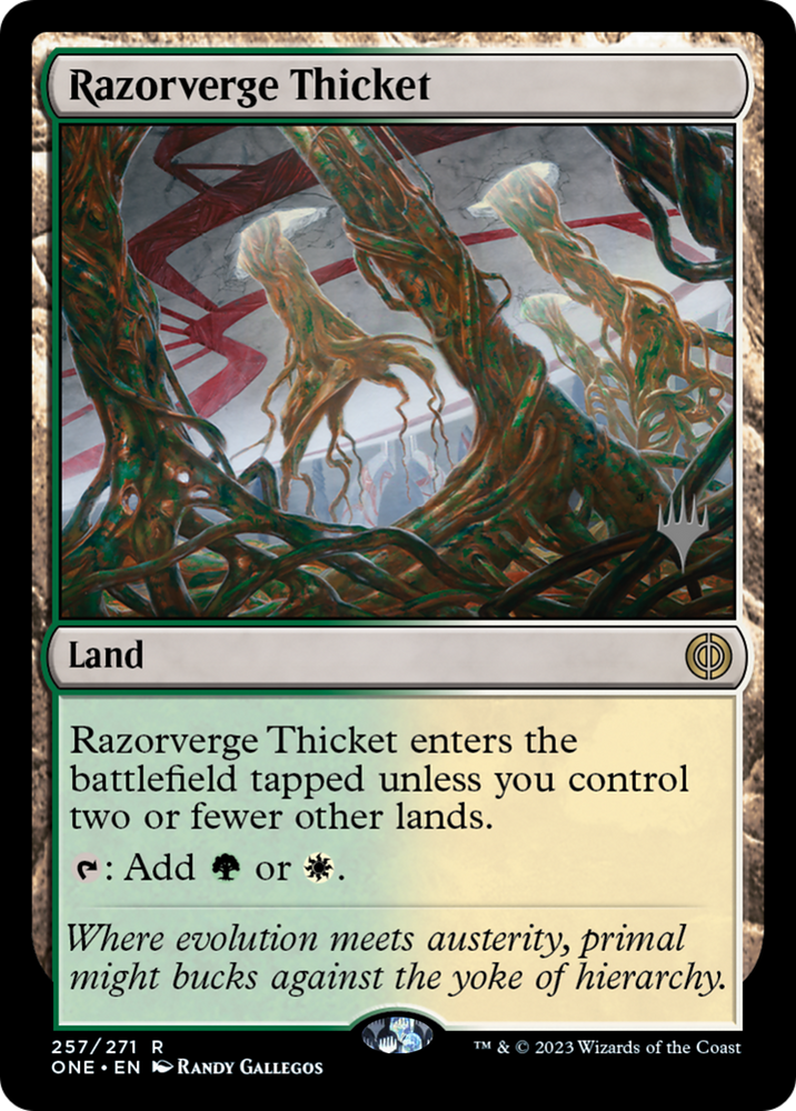 Razorverge Thicket (Promo Pack) [Phyrexia: All Will Be One Promos]