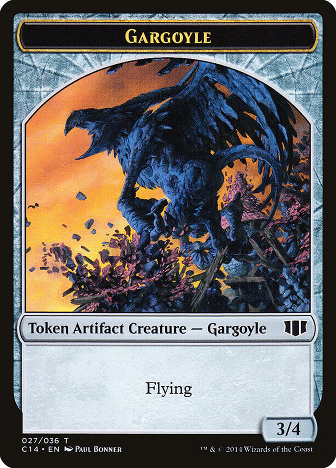 Gargoyle // Elf Warrior Double-Sided Token [Commander 2014 Tokens]